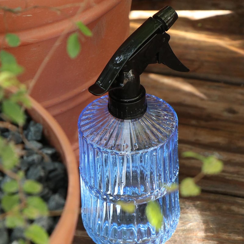 OFFIDIX Glass Spray Bottle,Plant Mister Indoor Watering Can,Adjustable Nozzle Watering Glass 0.45L/15.22oz Spray Bottle for Cleaning Solutions (Light Blue) - Image 4